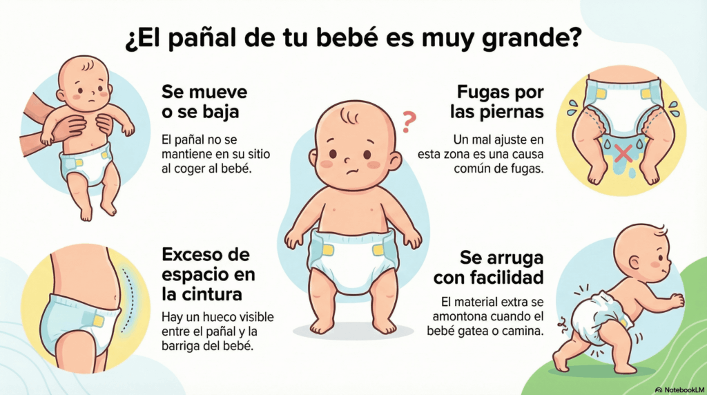 talla de pañal demasiado grande