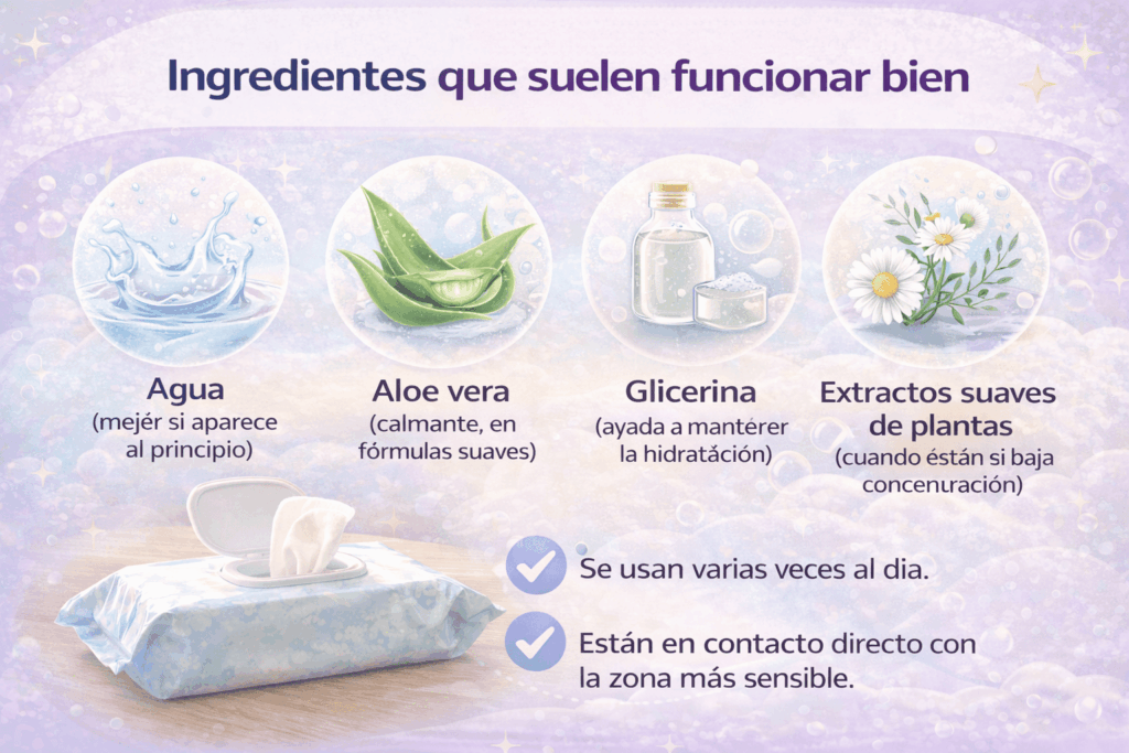 Ingredientes que suelen funcionar bien en las toallitas para bebé