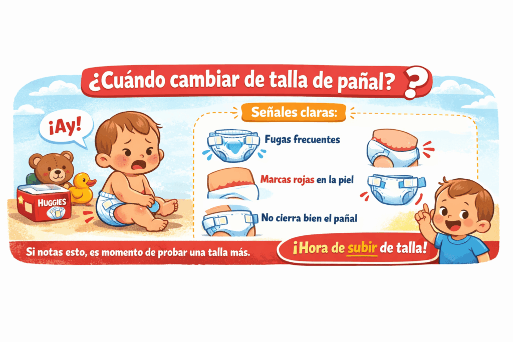 Cuándo cambiar de talla de pañal Huggies y señales como fugas o marcas en la piel