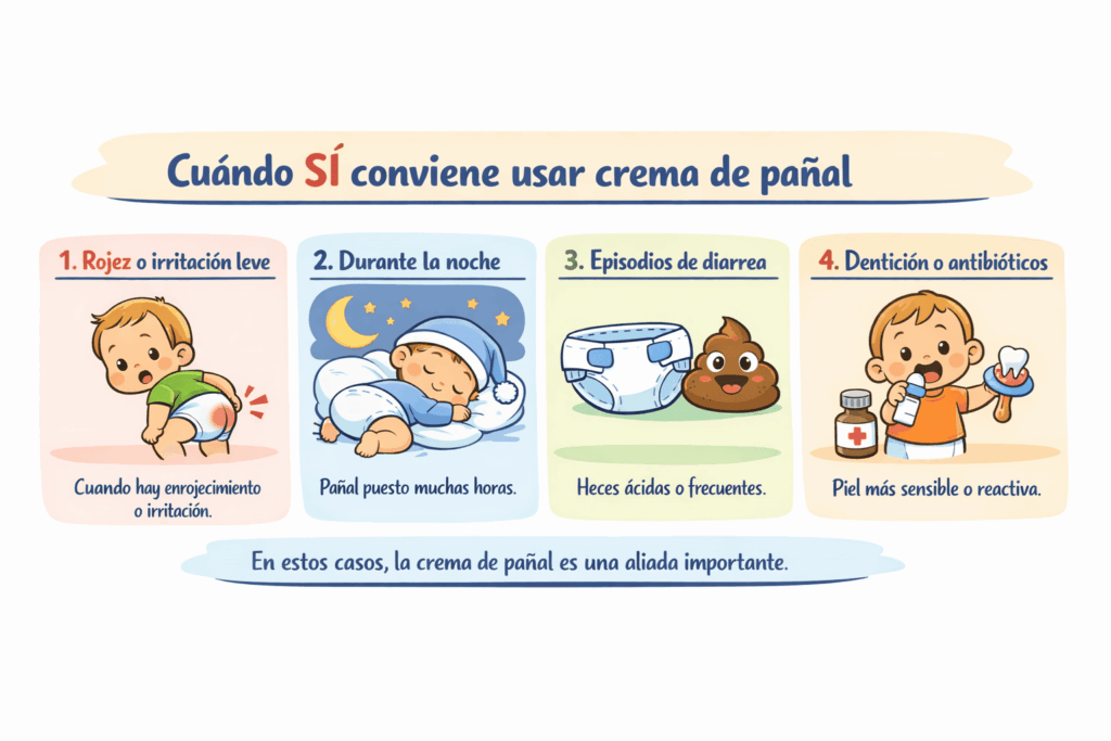 Cuándo usar crema de pañal en bebés: casos en los que sí conviene usarla
