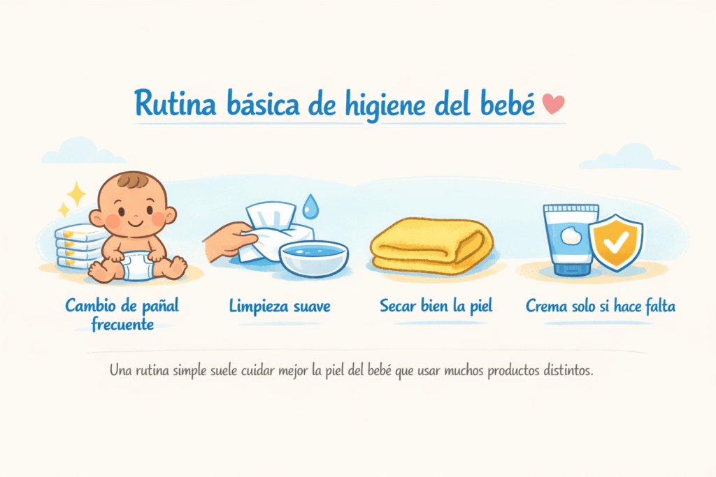 Rutina básica de higiene del bebé